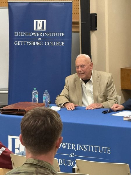 Retired U.S. Army Maj. Gen. William M. “Bill” Matz Jr. ’61 speaks at a book talk in April 2025 for his memoir “My Toughest Battle.”
