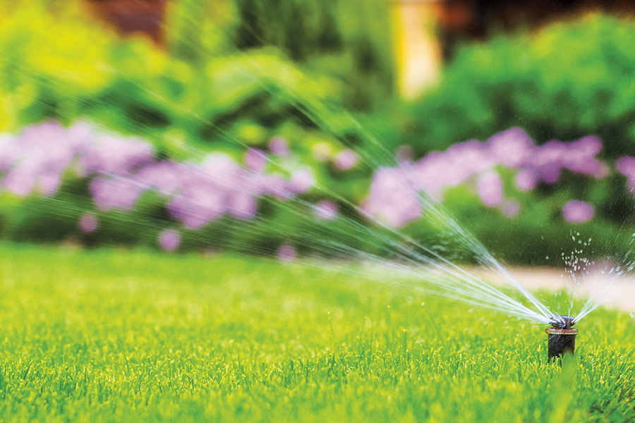 A sprinkler sprinkling some water