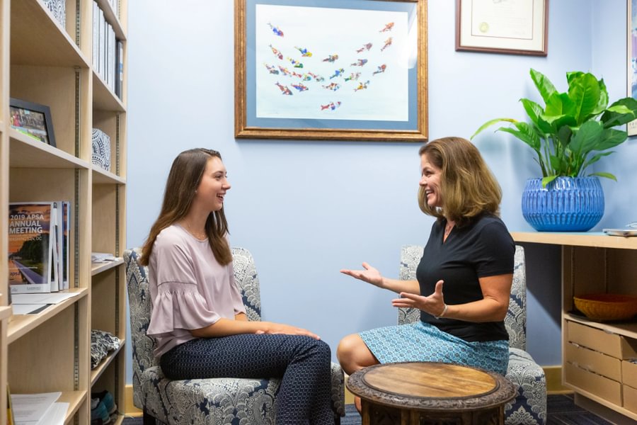 Anne S. Douds mentors political science and public policy double major Haley Shultz &rsquo;21