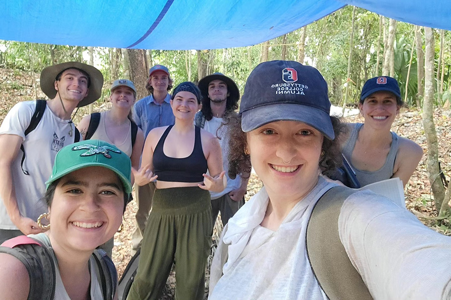 A group taking a selfie