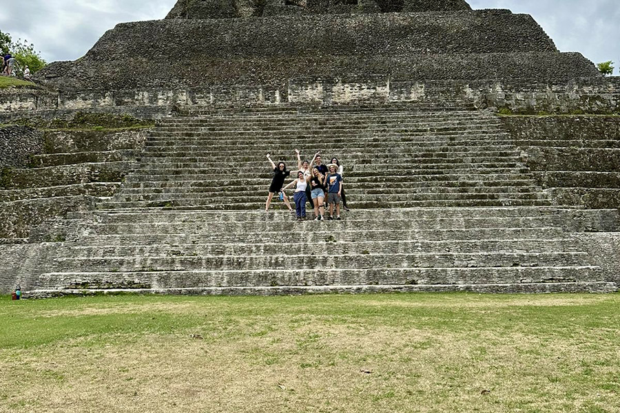 students at the Maya site Xunantunich