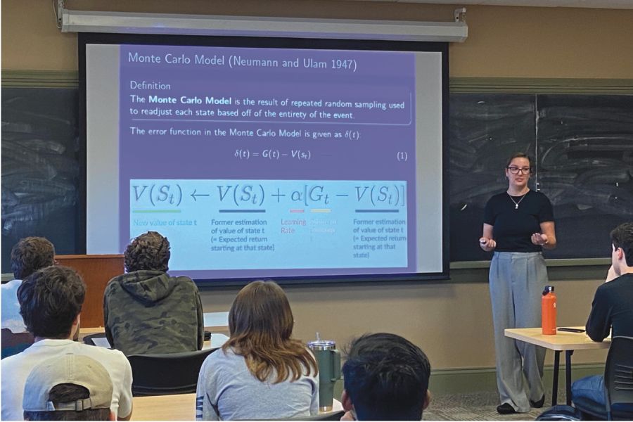 Prof. Kim Spayd&rsquo;s students present research findings.