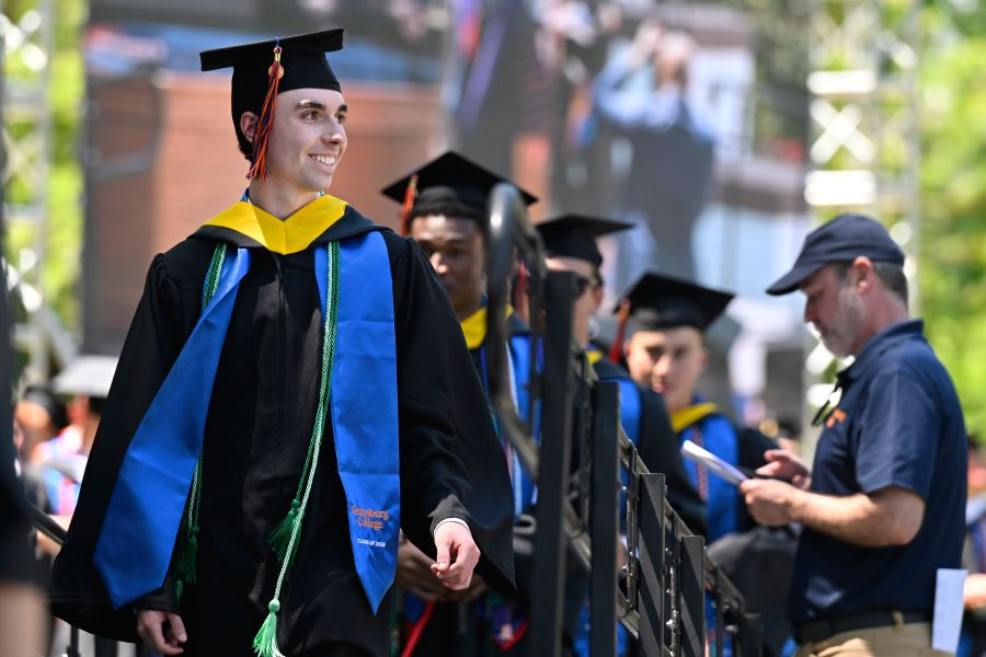 Class of 2026 graduates crossing the stage at Gettysburg Commencement.